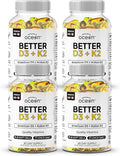 Organics Ocean Better D3 + K2-100% Organic VIT D3 and K2 Supplements with Maximum Bioavailability - Supports Bone Density, Calcium Balance, Immunity & Mood - 4-Pack, 120-Day Supply