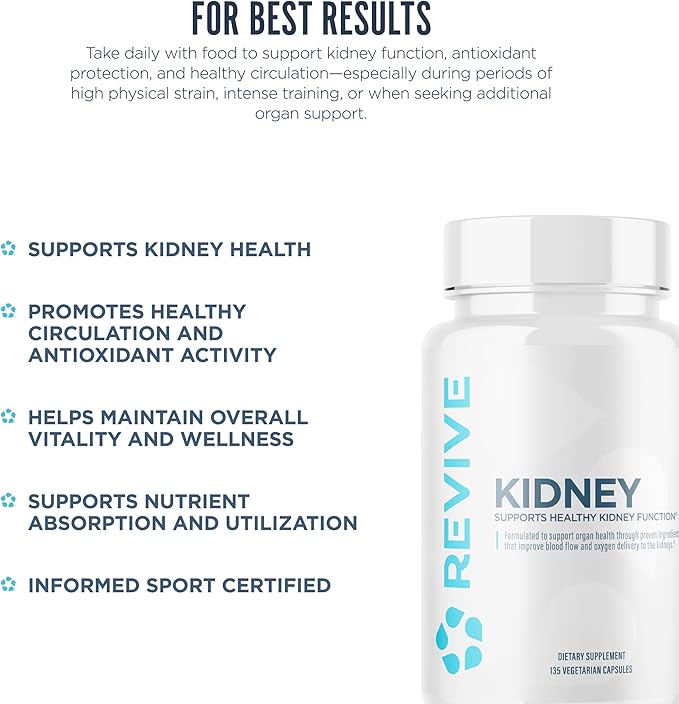 Revive MD Kidney Support Supplement for Men & Women – Kidney Cleanse & Detox Capsules for Overall Health & Function – Vegan-Friendly, Gluten-Free & Soy-Free (135 Vegetarian Capsules, 45 Servings)