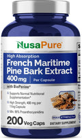 NusaPure French Maritime Pine Bark Extract 400mg per Veggie Caps 200-Day Supply Bioperine Non-GMO Vegan