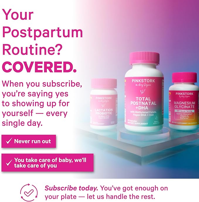 Pink Stork Lactation Probiotic - 30 Billion CFUs Multi Strain Postnatal Probiotics for Breastfeeding Women - Support Breast Milk & Gut Health, Postpartum Essentials, Mint Essence, 30 Capsules