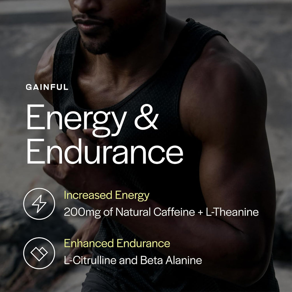 Gainful High Intensity Pre Workout Powder with 200mg Caffeine, 5g Creatine, Watermelon Flavor, Supports Energy, Strength, Endurance, & Recovery with BCAAs, Beta Alanine, L-Citrulline, 20 Servings