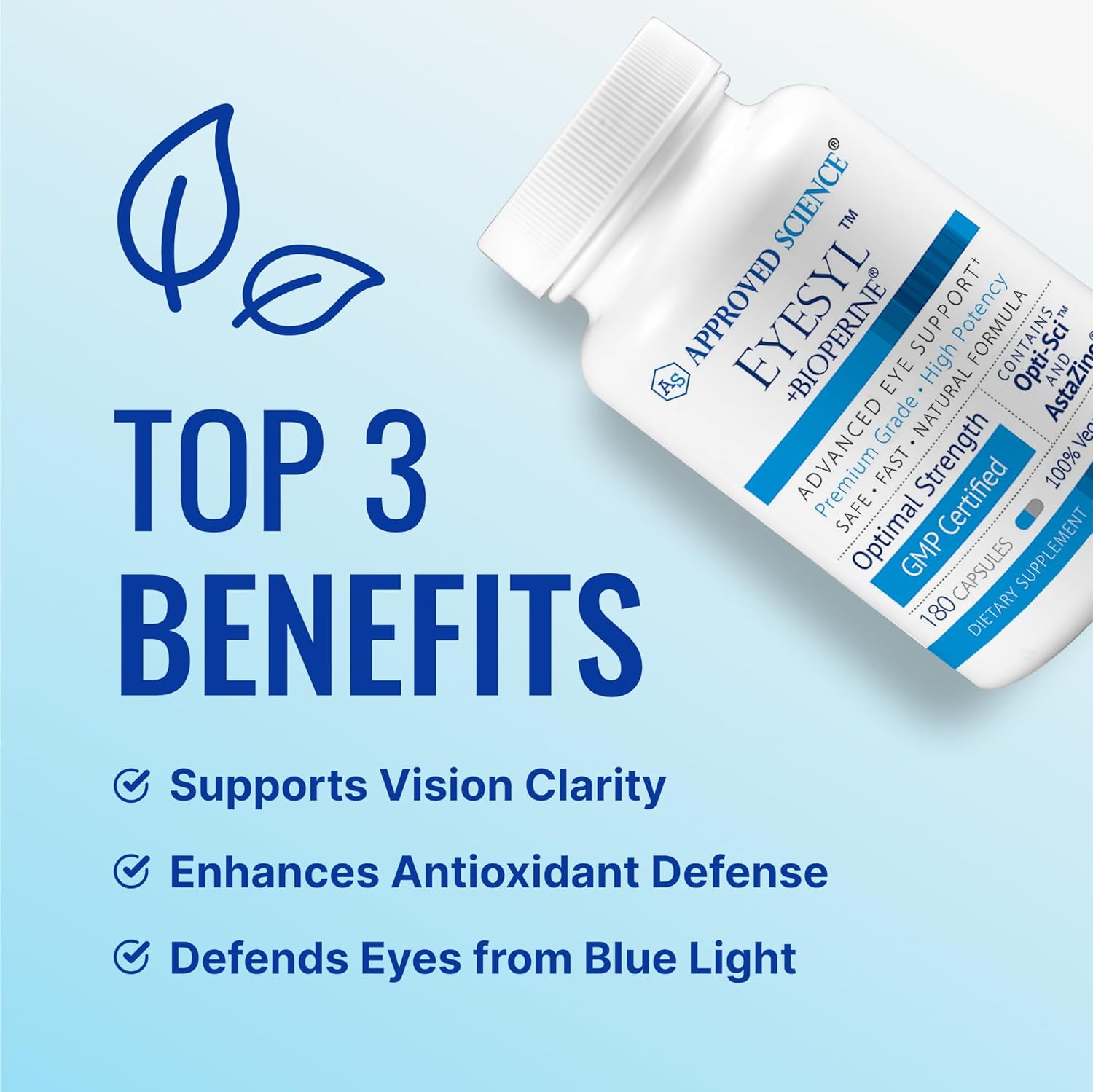 Approved Science EyeSyl - Eye Support Supplement - Chromium Picolinate, Taurine, Lutein, Zeaxanthin, Bilberry, BioPerine - 2 Bottles - 360 Capsules - Made in USA