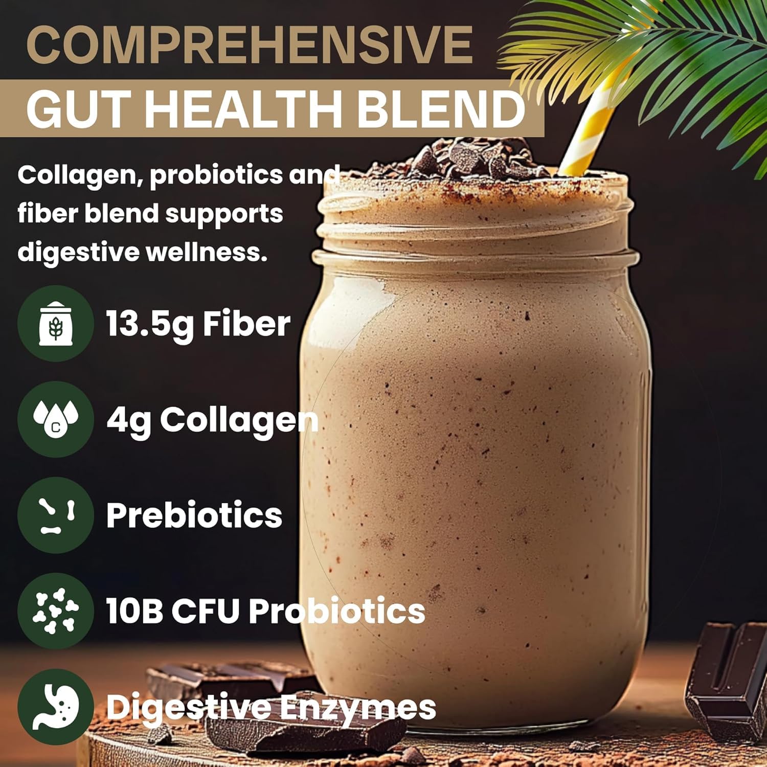 ALL-IN-ONE Superfood Shake | 60+ Superfoods - 20g Protein - 13g Fibre - Probiotics - Vegan Collagen & Digestive Enzymes | Superfood Meal Replacement Protein Shake | 825g | 15 serves