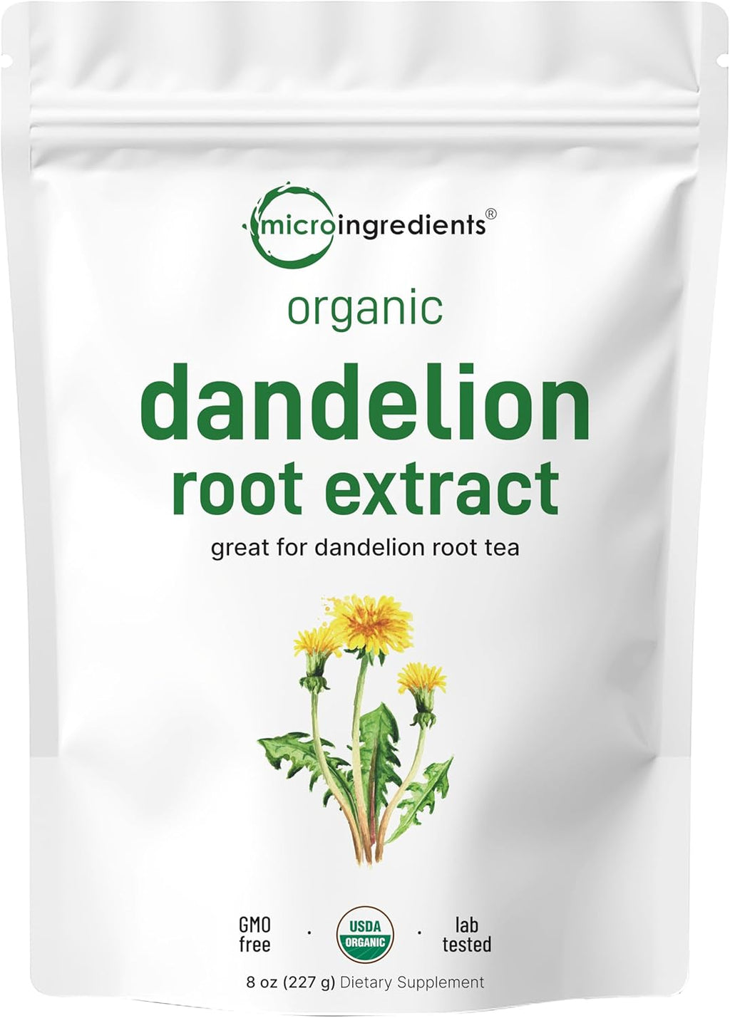 Organic Dandelion Root Tea Powder, 8oz | Up to 220 Servings | Pure Dark Roasted Dandelion Root Supplement for Tea | Herbal Extract for Digestion & Immune Support | Caffeine Free, Non-GMO