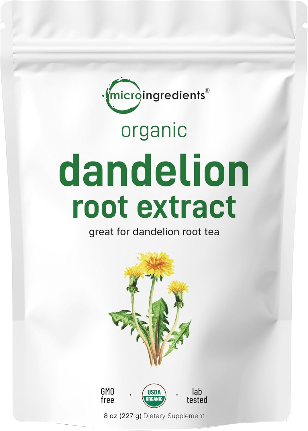 Organic Dandelion Root Tea Powder, 8oz | Up to 220 Servings | Pure Dark Roasted Dandelion Root Supplement for Tea | Herbal Extract for Digestion & Immune Support | Caffeine Free, Non-GMO