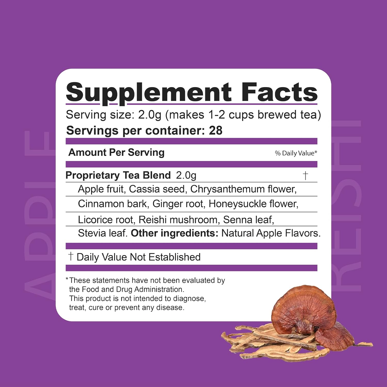 Dr. Zisman ZT Wellness Tea - Apple Reishi Herbal Blend - Refreshing Tea for Daily Balance (28 Bags), Crafted for a Vibrant Lifestyle