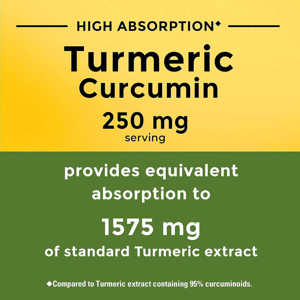 Nature Made High Absorption Turmeric Curcumin Capsules, Turmeric Supplement, Muscle and Joint Support Supplement, 30 Capsules, 30 Day Supply