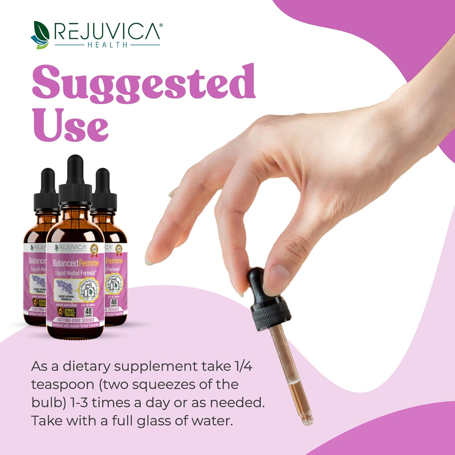 Rejuvica Health Balanced Femme - Advanced Female Balance Support Supplement - Liquid Delivery for Better Absorption - Vitex, Dong Quai, Black Cohosh, Maca Wild Yam & More!