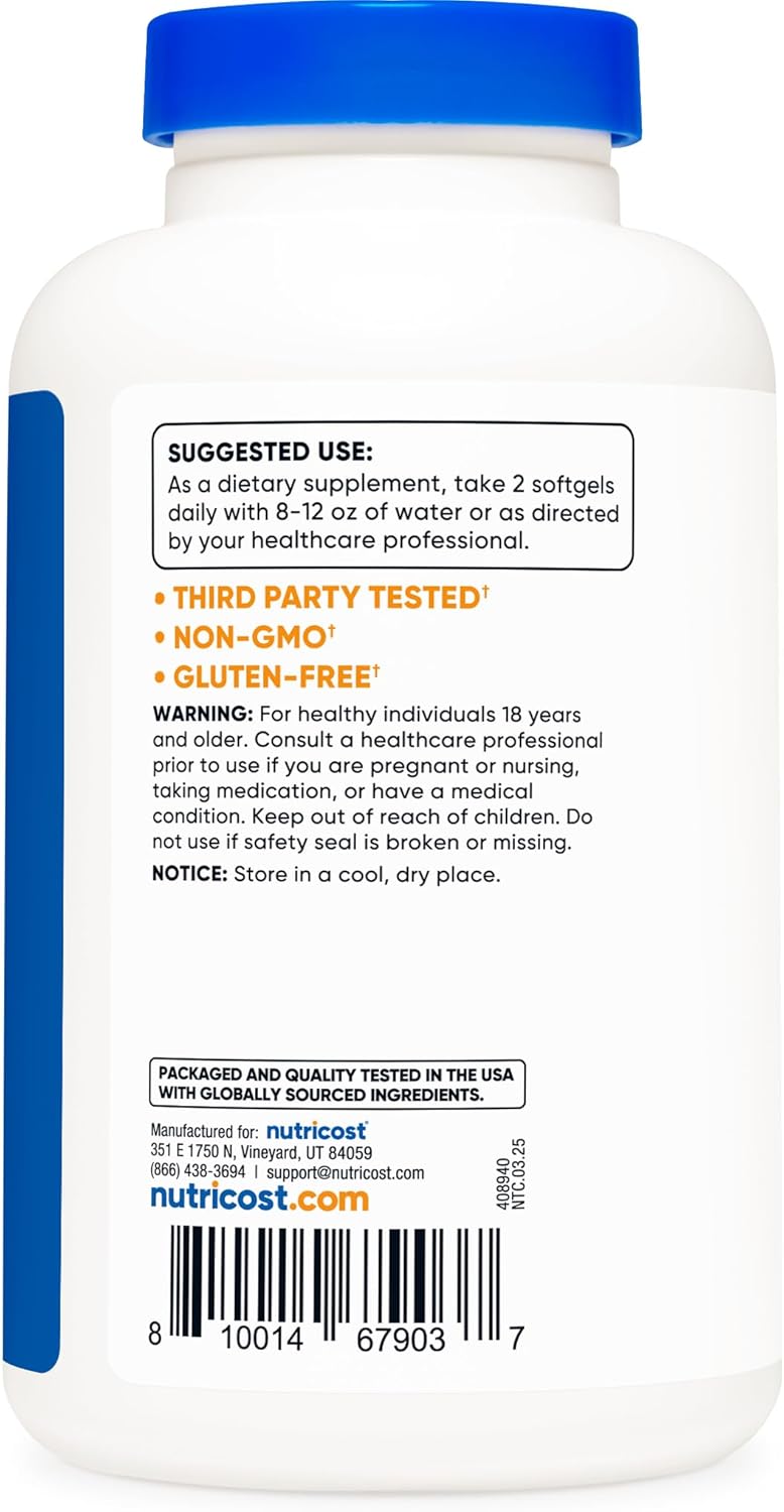Nutricost Beta Sitosterol 120 Softgels, 500mg - Non-GMO, Gluten Free Supplement, 60 Servings