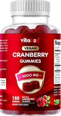 Cranberry Gummies Urinary Tract Health Supplement - 1000mg - 180 Pectin Based Gummies
