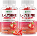 L-Lysine Gummies 1000 mg for Kids and Adults, L-Lysine Supplements with Vitamin C, B2 for Lips & Oral Health, Immune Support & Collagen & Calcium- Vegan, Non GMO, Strawberry Flavor, 120 Count
