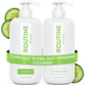 Routine Wellness Anti-Thinning Volumizing Shampoo and Conditioner Set for Thinning Hair to Reduce Breakage - CLINICALLY TESTED Formula with DHT Blockers Saw Palmetto, Nettle Oil - Cucumber Set