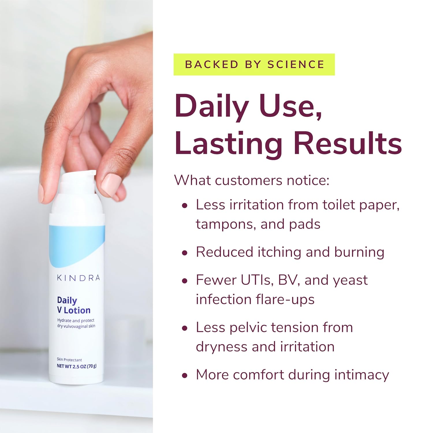 Kindra Daily V Moisturizer Lotion XL - Vaginal Cream For Vaginal Dryness And Discomfort - Hormone Free, Gyn Tested, pH-balanced, Doctor Recommended - Up to 160 Applications