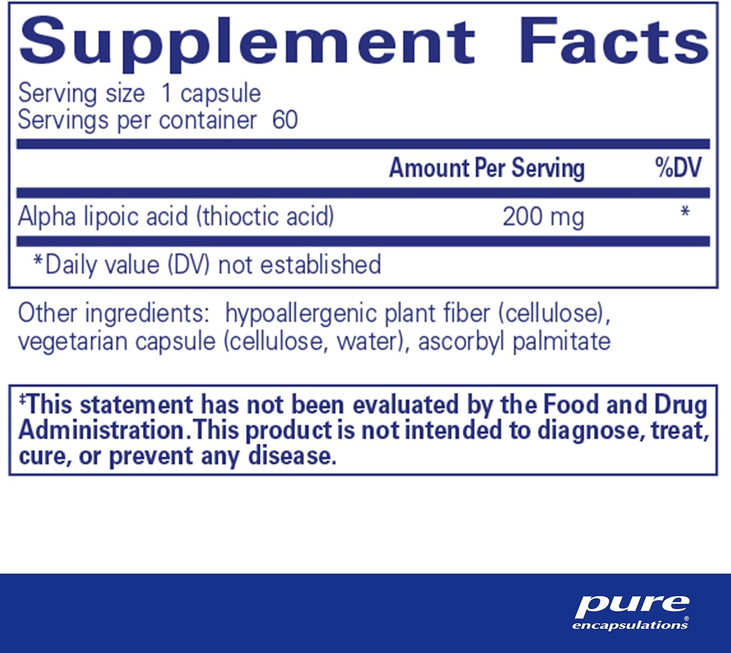 Pure Encapsulations Alpha Lipoic Acid 200 mg - 200mg ALA - Liver & Antioxidant Support* - for Nerve Health & Carb Metabolism - Vegan & Non-GMO Supplement - 60 Capsules
