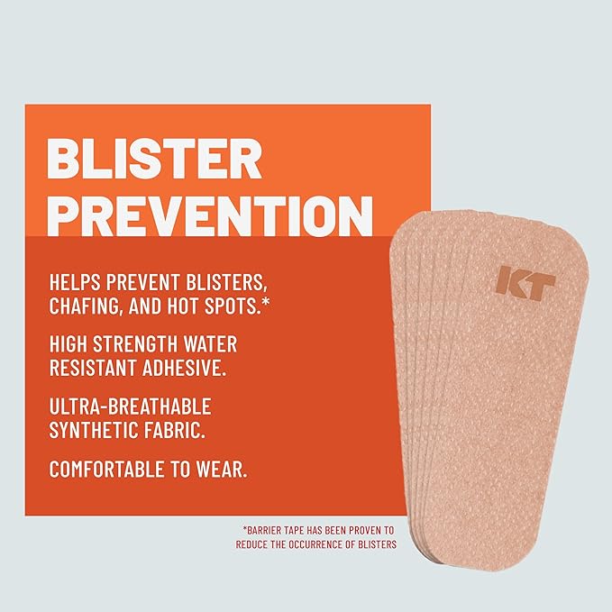 KT Health Blister Prevention Tape – 30 Precut Strips for Blister Protection, Strong Adhesive, Dermatologist Tested, Ideal for Athletes and Active Lifestyles – Black