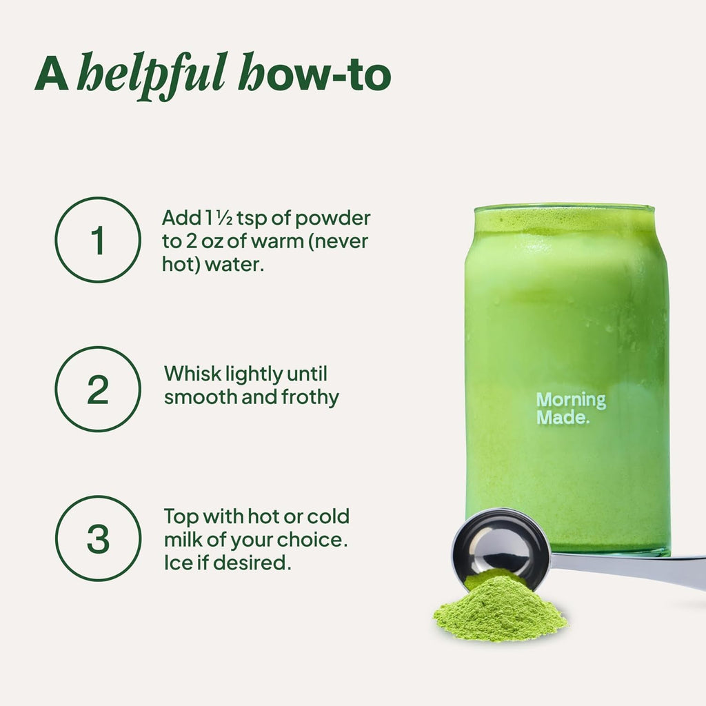 Morning Made Original Sweetened Matcha Powder | 8.46oz (240g) Resealable Tin | 60 Servings Premium Japanese Green Tea | Sweetened with Organic Sugar | Perfect for Lattes, Smoothies, and Baking | Rich in Antioxidants and Energy Boosting