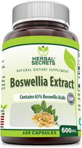 Herbal Secrets Boswellia Serrata Extract (65% Boswellic Acids) 600 mg 120 Capsules Supplement - Non-GMO - Gluten Free