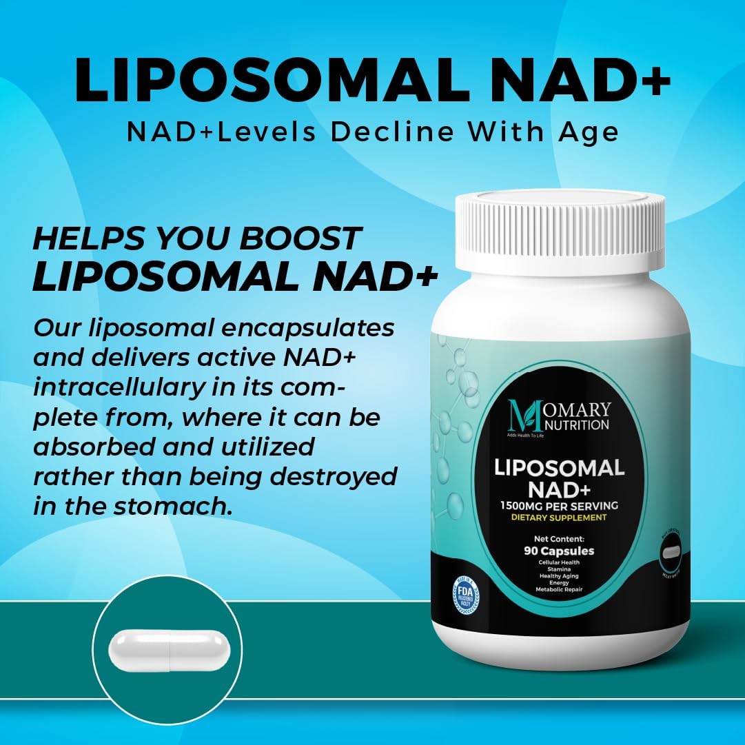 Liposomal NAD+ Supplement | Highest Rated NAD Supplements for Women & Men with Resveratrol and Japanese Knotweed Extract, Support Stamina, Metabolic Repair | Vegan, Gluten Free, Non-GMO, 90 Capsule