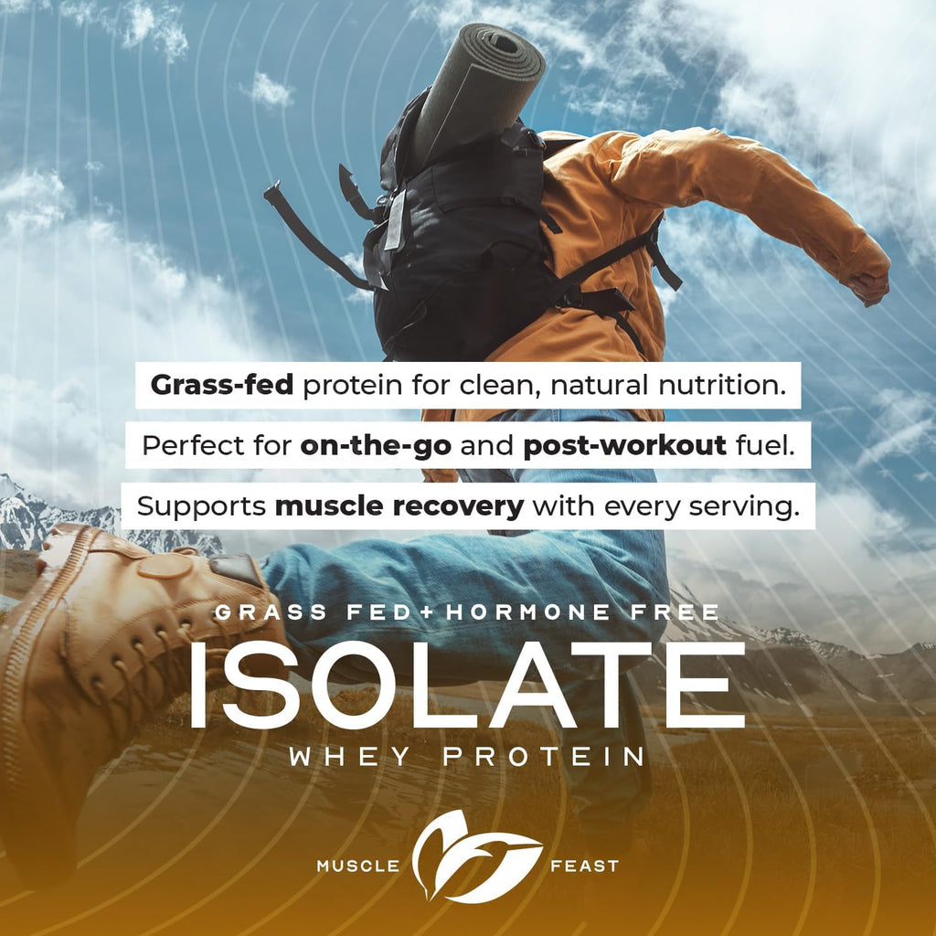 Muscle Feast Grass-Fed Whey Protein Isolate, All Natural Hormone Free Pasture Raised, Whey Isolate Protein Powder for Men and Women, Clean, Gluten-Free, Delicious Isolate Protein - Chocolate, 1lb