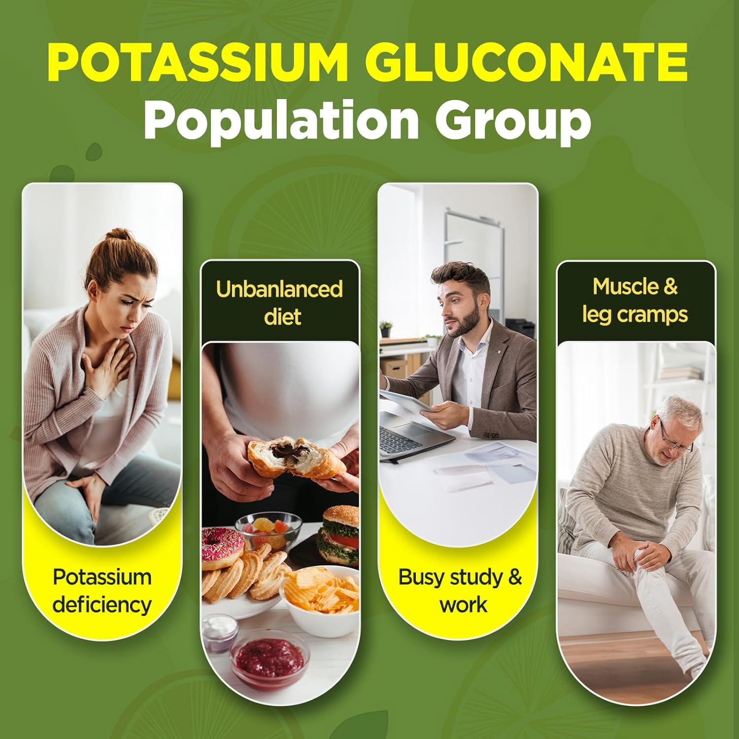 Potassium Gluconate 1000 mg Gummies, Electrolyte Gummies Sugar Free for Women & Men Adults, Support Muscle Cramps & Heart Health, Chewable Potassium Supplement, Vegan Source, 60 Count