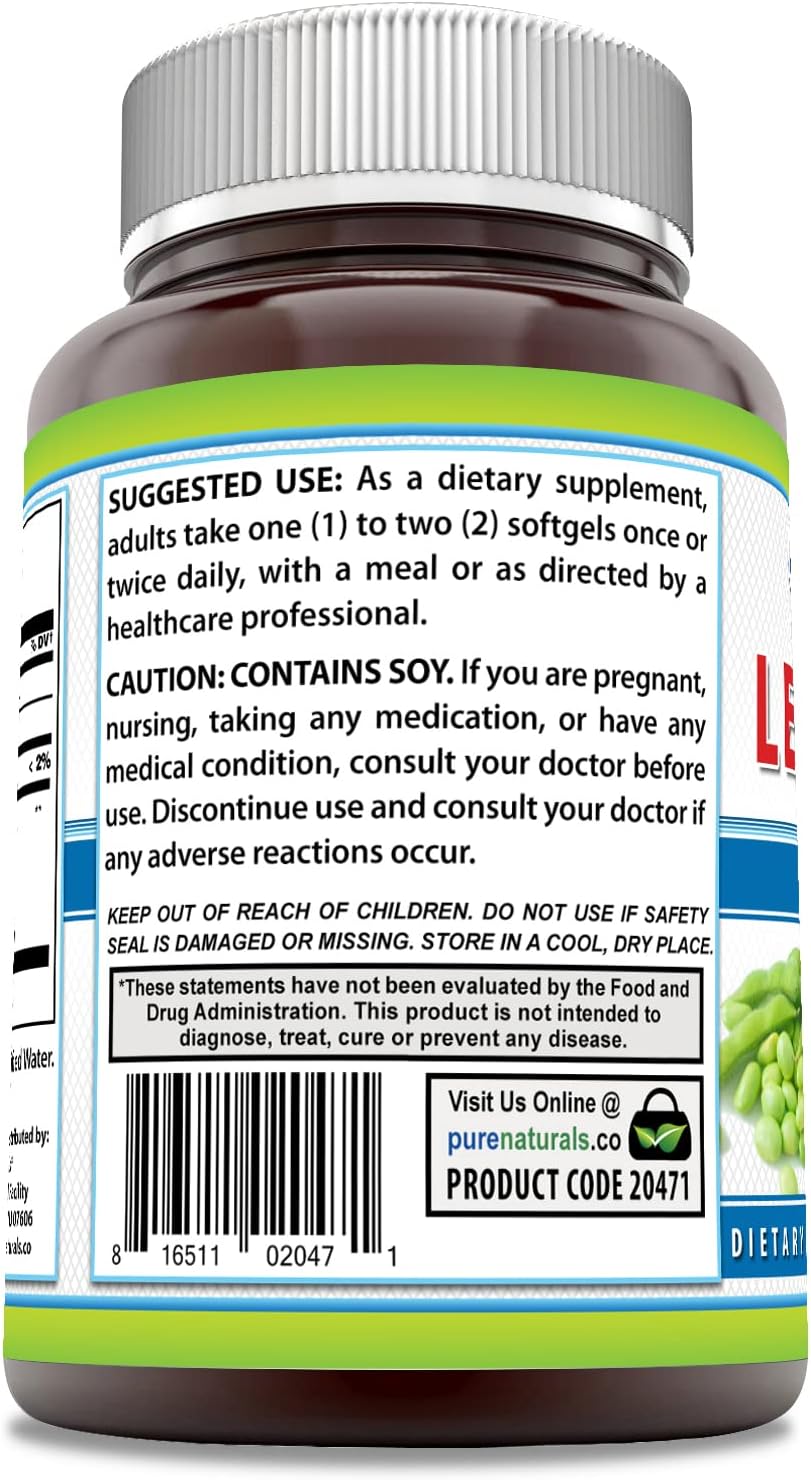 Pure Naturals Lecithin 1200 mg Softgels Supplement | High Potency | Non-GMO | Gluten Free (240 Count)