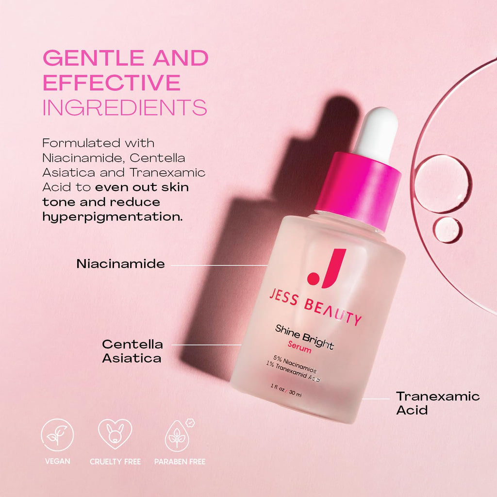 JESS BEAUTY | Skin Care Shine Bright Serum Niacinamide Face Moisturizer Minimizes Pores | Skincare Face Cream 1 fl. oz