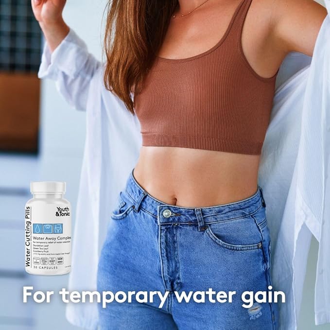 Youth & Tonic Water Cutting Pills - Natural Diuretic Complex for Temporary Water Gain, Swelling, Fluid Retention, Puffiness, Swollen Legs, Ankles, Arms, Puffy Eyes. for Men & Women with 30 Capsules