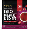 VINIA English Breakfast Black Tea Bags, Made with Organic Tea, Infused with Piceid Resveratrol for Heart Health, Nitric Oxide, Physical Energy, Alertness, Blood Flow, Keto, Kosher, NON-GMO. 30 Ct