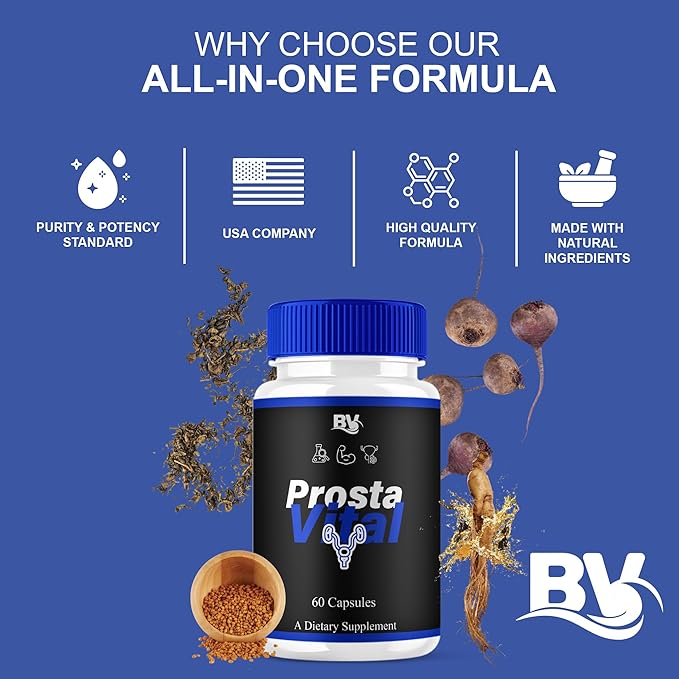 BLUE VIBE Prosta Vital Premium Health & Wellness Multivitamin Supplement, ProstaVital Maximum Strength Daily Overall Health Management Support Supplement Formula (5 Pack - 300 Capsules)