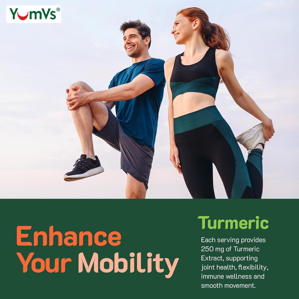 YumV's Turmeric Gummies with Ginger and Piperine - Peach Flavored Gluten Free Vegetarian Turmeric Ginger Supplement with Black Pepper 60 Count (Pack of 2)