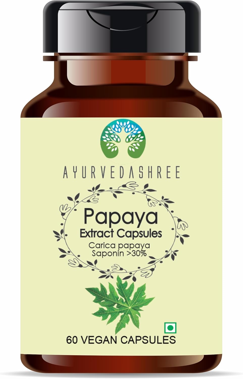Papaya Extract 500mg - 60 Vegetarian Capsules | Carica Papaya | All Natural | 100% Vegan | Gluten-Free | GMP Certified.