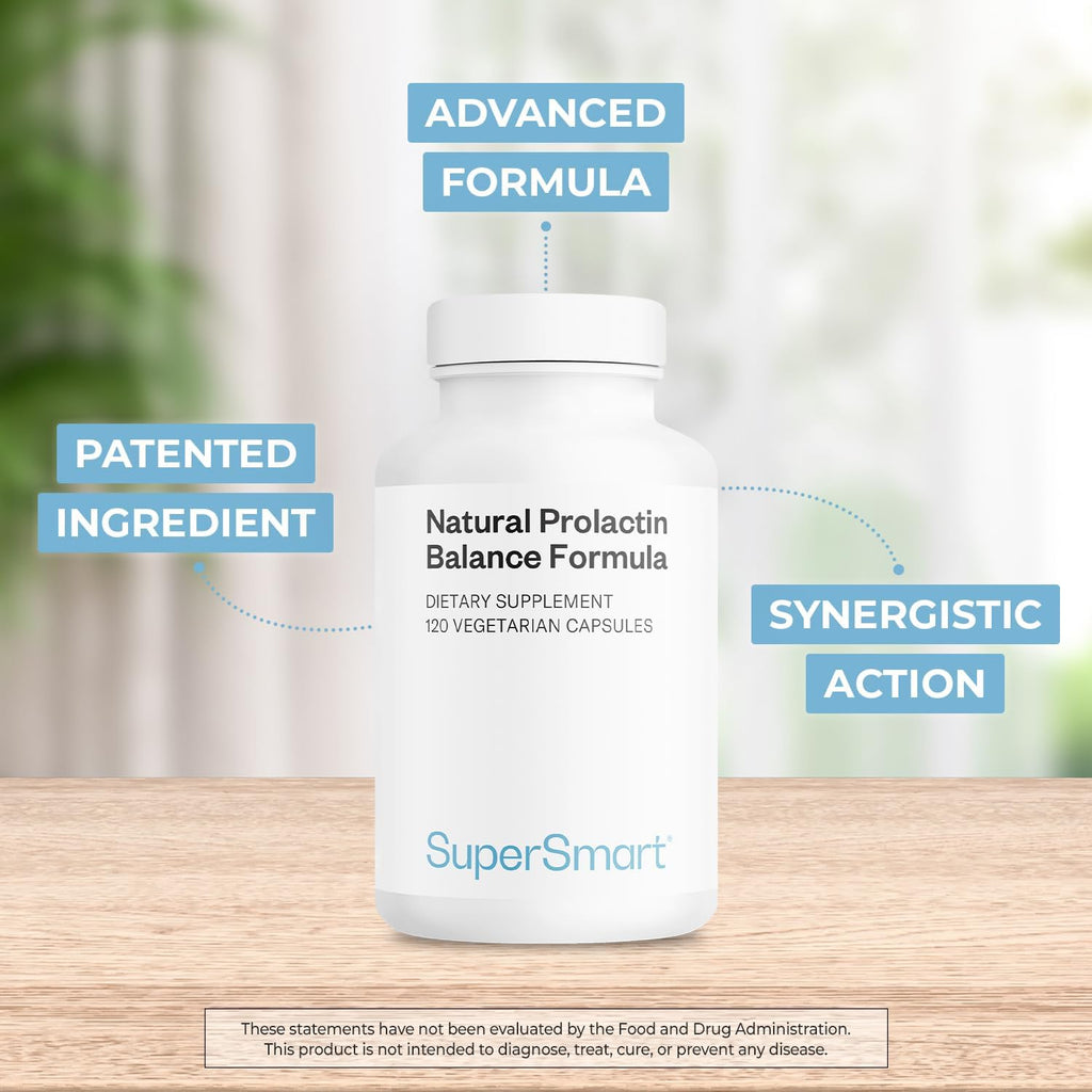 Supersmart - Natural Prolactin Balance Formula - with p5p Vitamin B6, Maca Root, Ashwagandha | Gluten Free - 120 Vegetarian Capsules