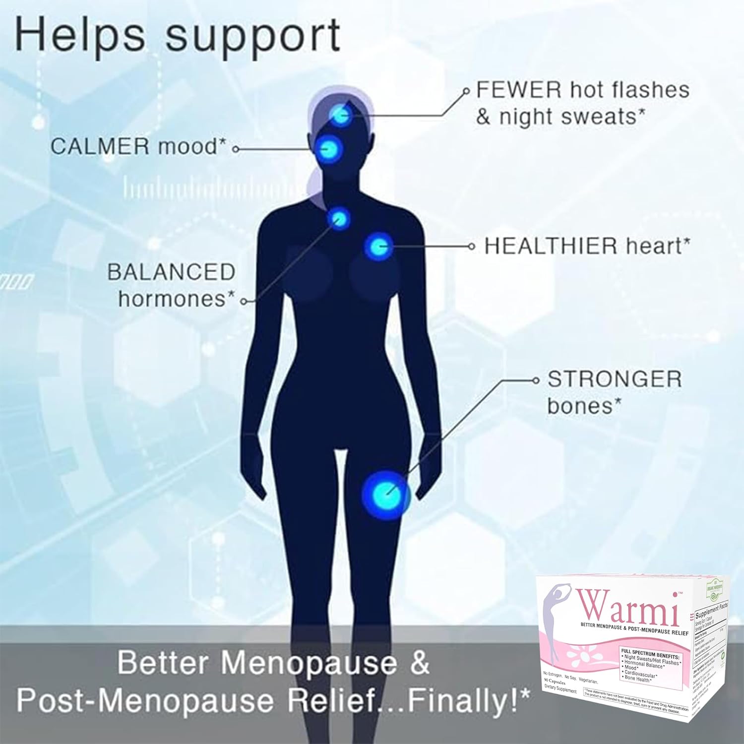Lane Innovative - Warmi Menopause Support for Women, Natural Relief for Menopause & Beyond with Organic Maca Root, No Soy, No Estrogen (90 Servings)
