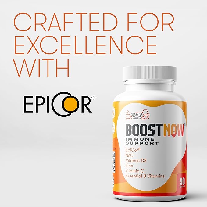 BoostNow Immune Support Capsules, 14-in-1 Formula with EpiCor 500mg, Zinc, Vitamin C, D-3, Elderberry & More - 90 Count