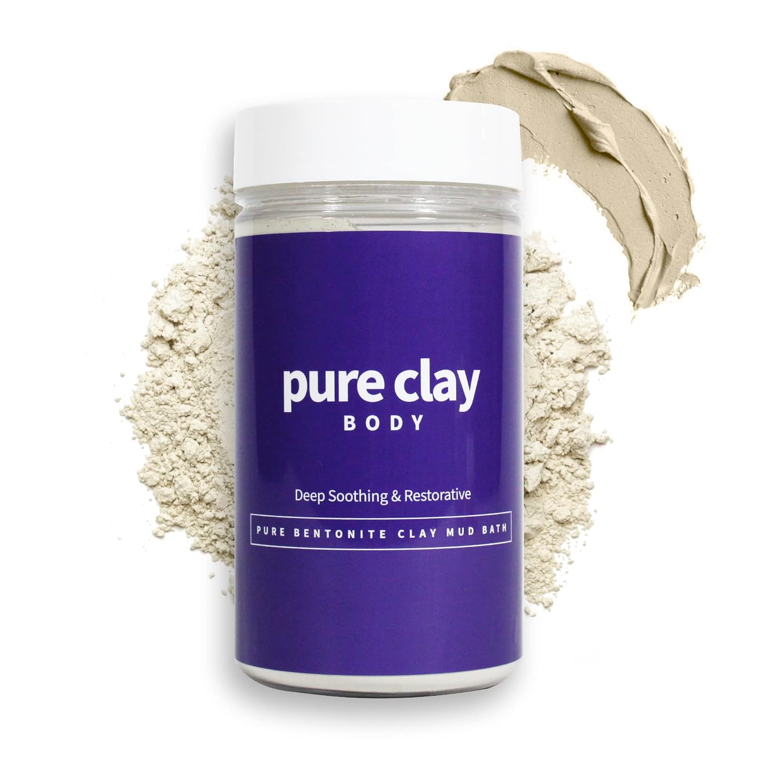 Calcium Bentonite Clay Powder, 100% Natural Food Grade Organic, Bath and Body Mud Detox, Skin Soothing, Deep Pore Cleansing - 32 oz