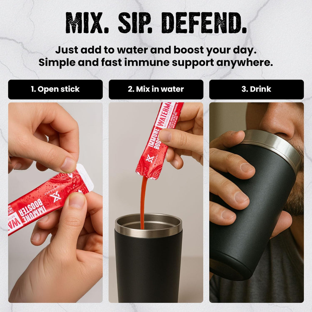 CardoMax Immunity Booster Liquid Drink Mix with Ginseng and Vitamin C for Kids and Adults, Immune Support Supplement for Energy and Wellness, Watermelon Flavor, 15 Single-Serve Liquid Stick Packs