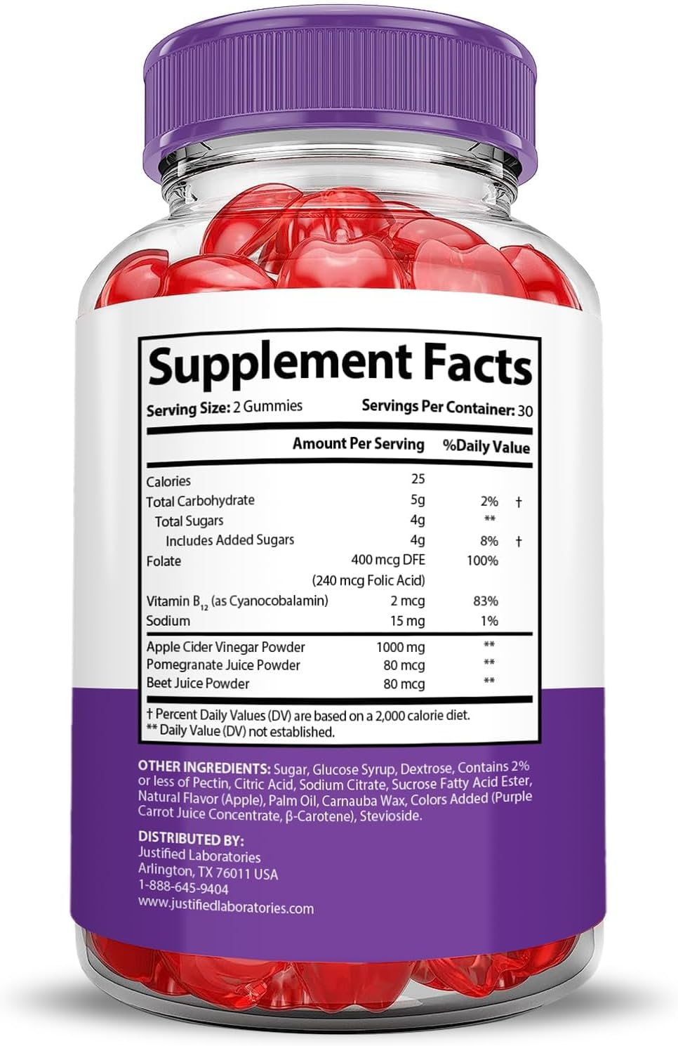 Justified Laboratories Ultra Quick Keto ACV Gummies Advanced Formula 1000MG Ultraquick Keto Gummies Apple Cider Vinegar Formulated with Pomegranate Beet Juice Powder B12 Vegan Non GMO 60 Gummys