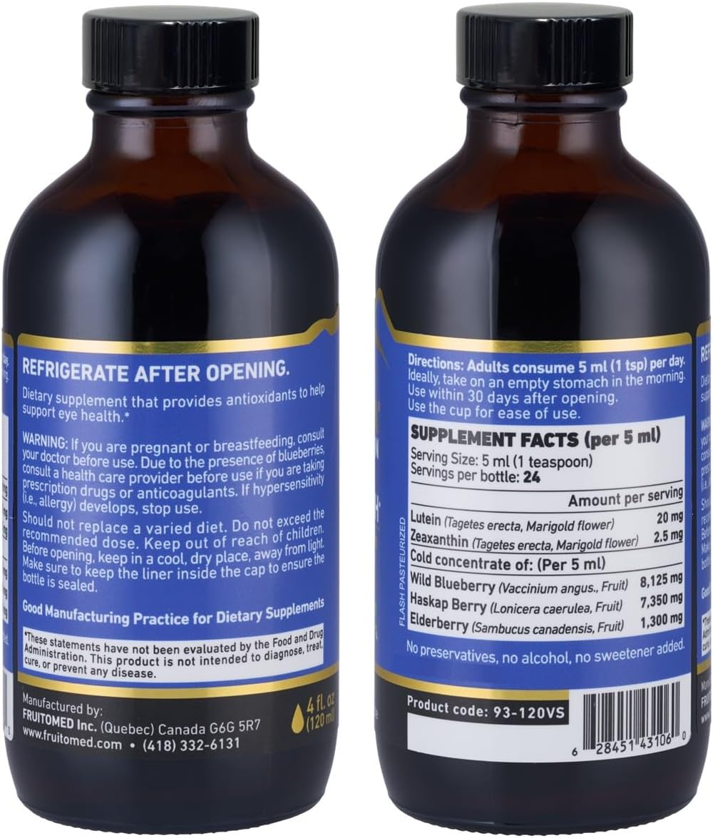Immunia Vision. Lutein, Wild Blueberry, and Elderberry Concentrate. Eye Health Antioxidant Supplement. Concentrated Formula. Delicious Taste. 5 ml/Day. (1-Pack)