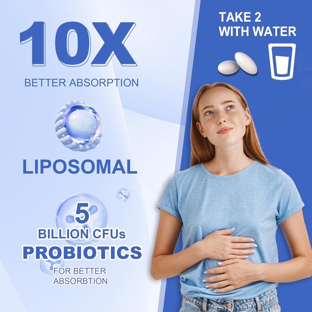 Liposomal Calcium AKG Supplement 1500mg with Vitamin D3 & K2 Softgels for Women & Men│ High Absorption│Calcium Supplements with Magnesium Glycinate, Boron, Probiotics & Vitamin C for Bone - 120 Pills