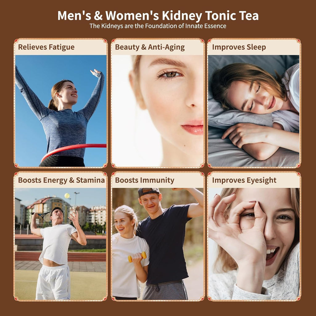 Ginseng Five Treasures Kidney Tea, Traditional Chinese Herbal TeaBags, Natural Organic Kidney Cleanse Detox Tea for Women & Men, 7 Precious Ingredients Formula(2 Pack/50 Bags)