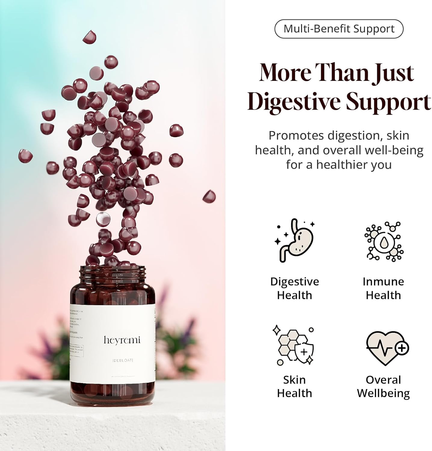 Debloat Gummies – Fast Bloating and Gas Relief- Herbal Digestive Support with Apple Cider Vinegar, Dandelion and Green Tea- Feel Lighter, Comfortable and Energized – 60 Gummies