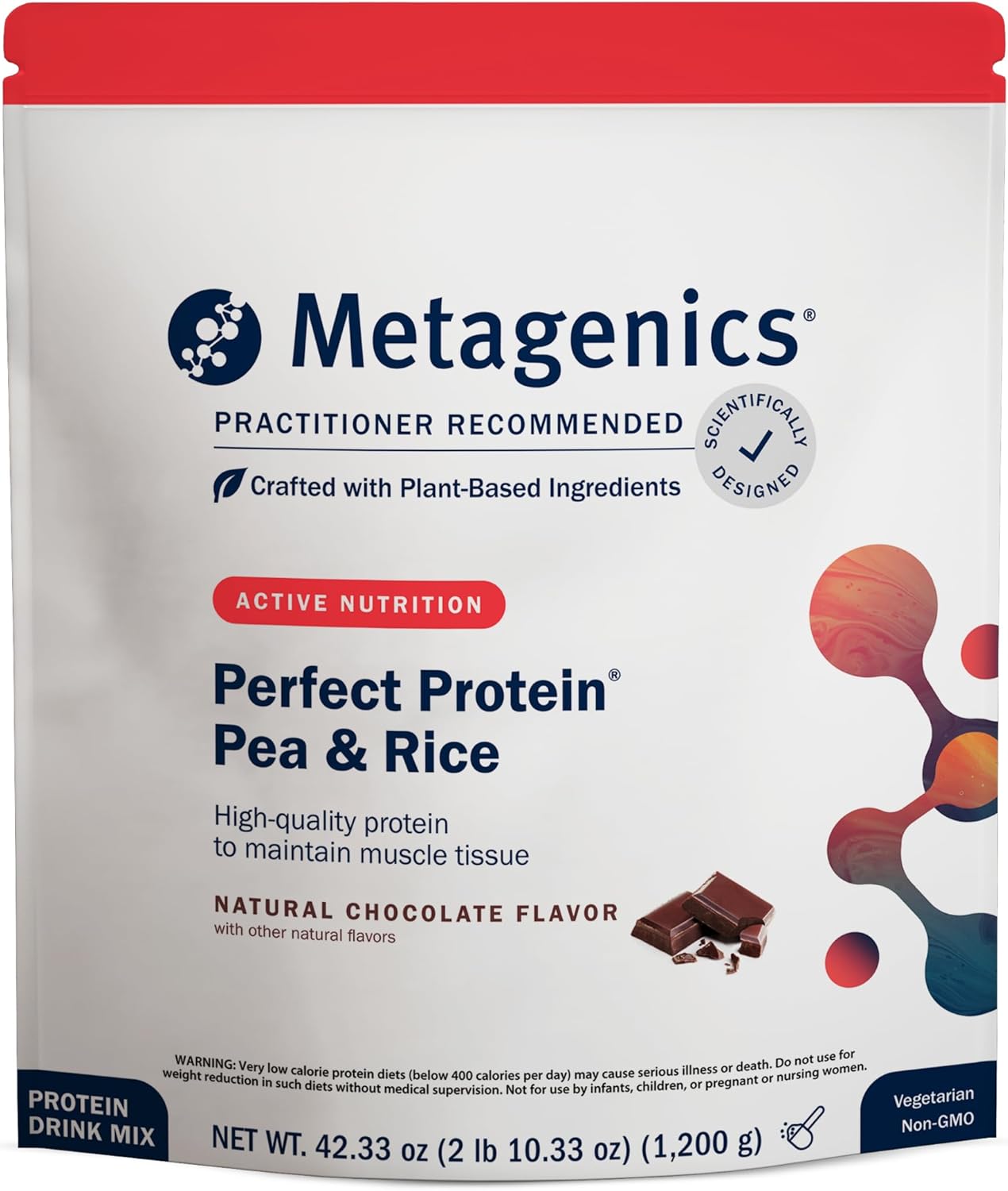Metagenics Perfect Protein Pea & Rice - Featuring OptiProtein, a Balanced Combination of Proprietary Pea and Rice Protein with Added BCAAs - Chocolate Flavor - 30 Servings - 42.33 Oz