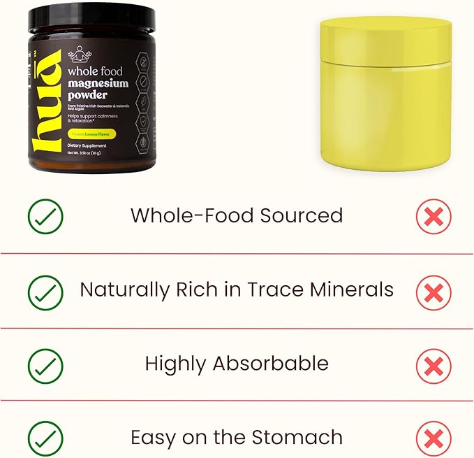 Whole Food Magnesium Powder (30 Servings) | from Ocean Sea Water & Icelandic Red Algae | Helps Sleep, Brain Function & Heart Health | Lemon Flavor