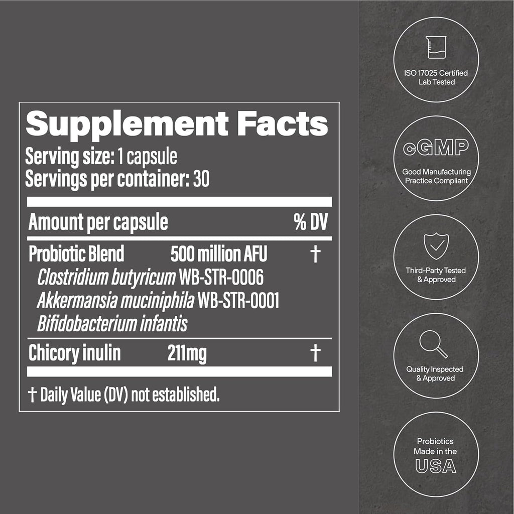 GLP-1 Probiotic 30 Capsules - 500M AFU Multi-Strain Probiotic + Prebiotic, Naturally Support GLP-1 Production & Curb Appetite, Delayed Release, Third-Party Tested, for Men & Women (2pack)