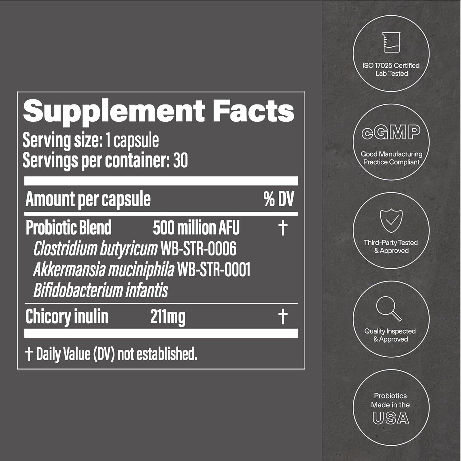 GLP-1 Probiotic 30 Capsules - 500M AFU Multi-Strain Probiotic + Prebiotic, Naturally Support GLP-1 Production & Curb Appetite, Delayed Release, Third-Party Tested, for Men & Women (1-Pack)