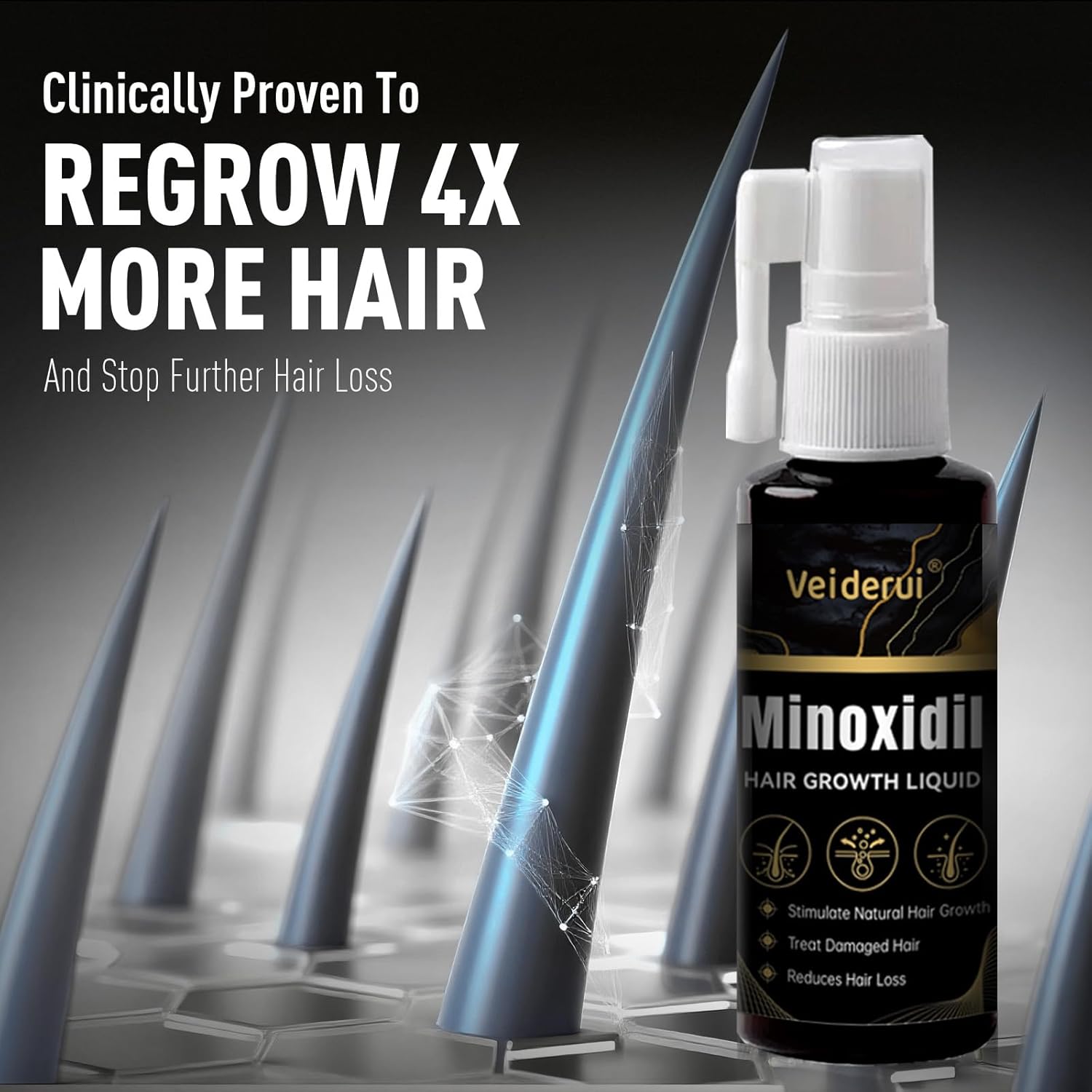 Minoxidil Hair Growth With Biotin 5%: Minoxidil for Men and Women - Hair Growth Treatment Supports Thicker and Fuller Beard & Hair(4 Pack 8Oz For 8 Month Supply)