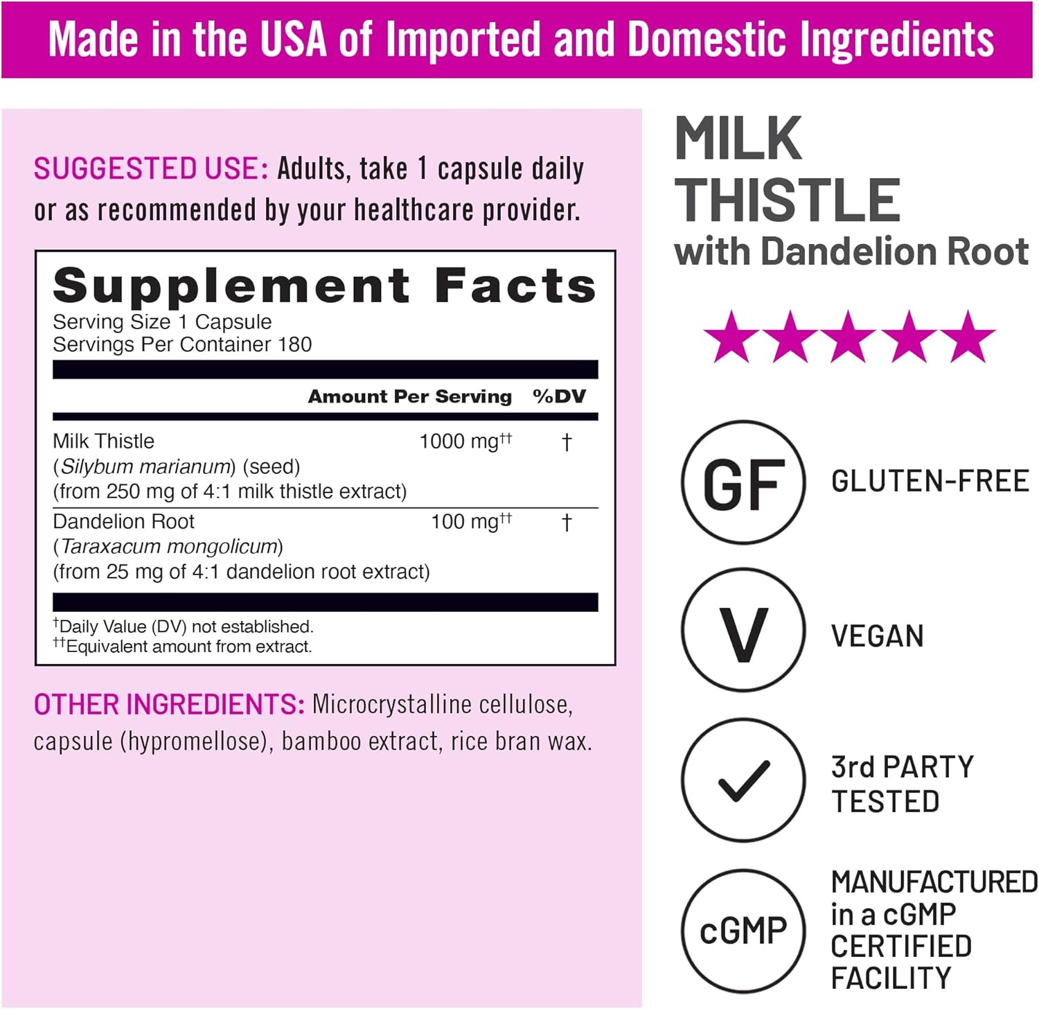 NatureWise Milk Thistle with Dandelion Root - Silymarin - Antioxidant Liver & Kidney Health Support Supplement - Vegan, Non-GMO, Gluten Free - 180 Count[180-Day Supply]