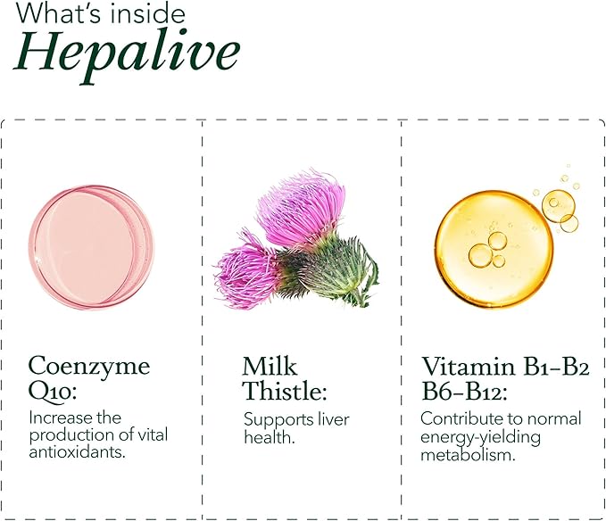 Vall-Hepalive - Liver Support Supplement - 40 Capsules - Milk Thistle & B-Complex Vitamins with CoQ10 Antioxidant Formula - Allergen-Free Daily Liver Health Support
