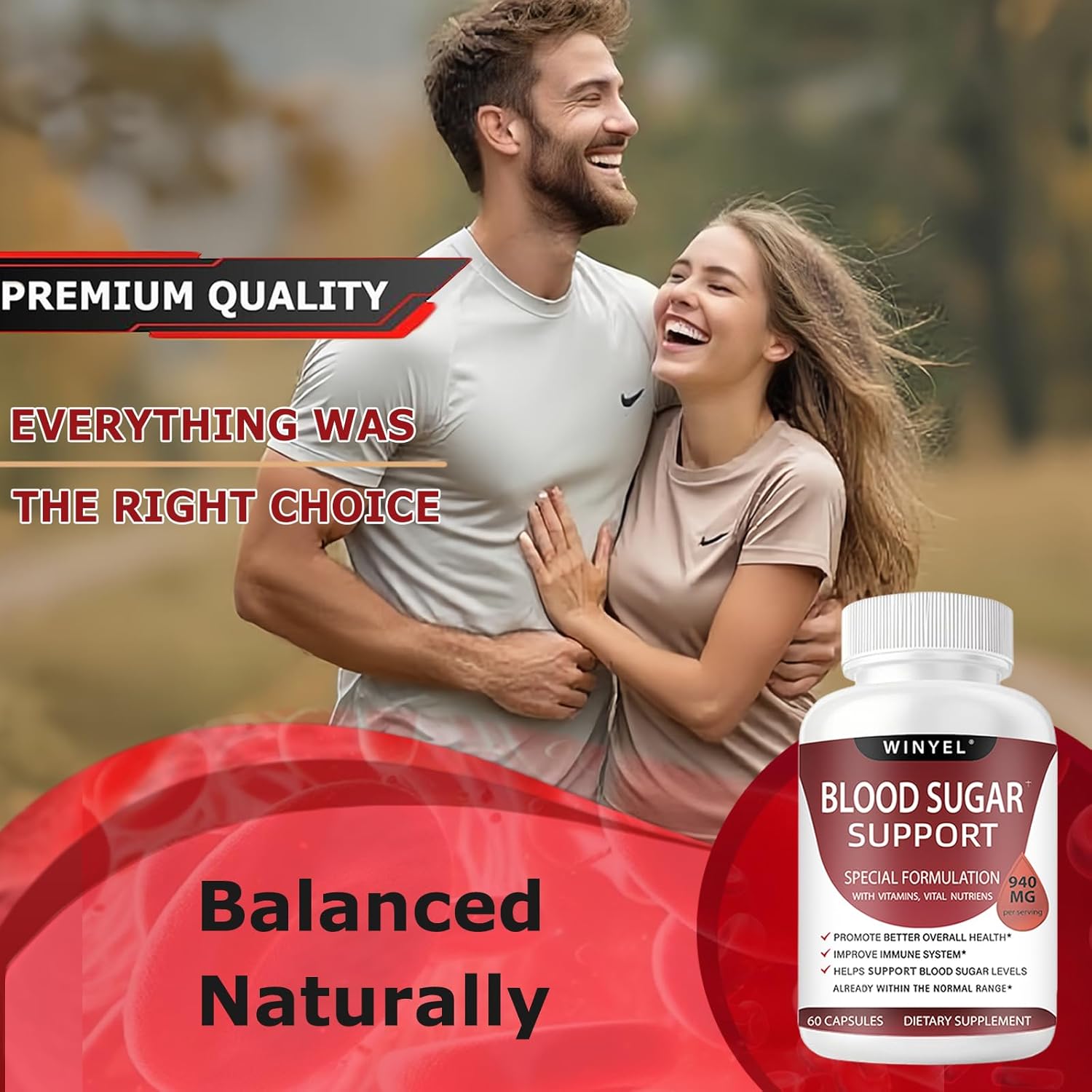 Blood Sugar Complex Supplement - with Cinnamon, Bitter Melon, Chromium, Mulberry, Alpha Lipoic Acid, 60 Capsules