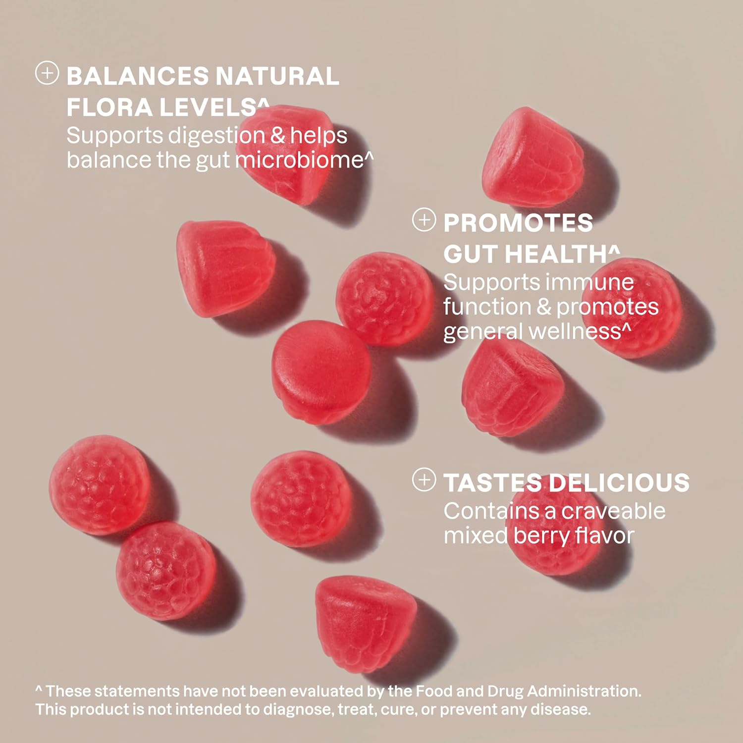 Cliganic Probiotics Gummies for Women & Men Promotes Digestive Gut Health (5 Billion CFU, 60-Day Supply) - Gluten-Free, Kosher, Vegan, Non-GMO, Microbiome Balance, Berry Flavor